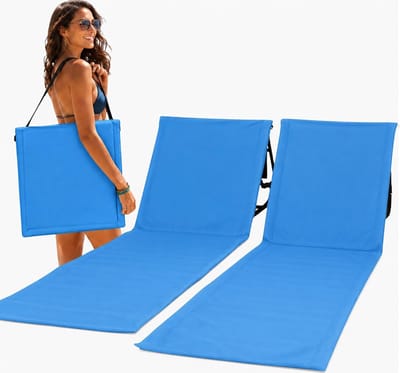 SnelShoppen - Strandstoelen Set van 2 - Traploos Verstelbare Rugleuning - Comfortabele Ligstoelen - Blauw - Perfect voor Strand, Tuin en Camping