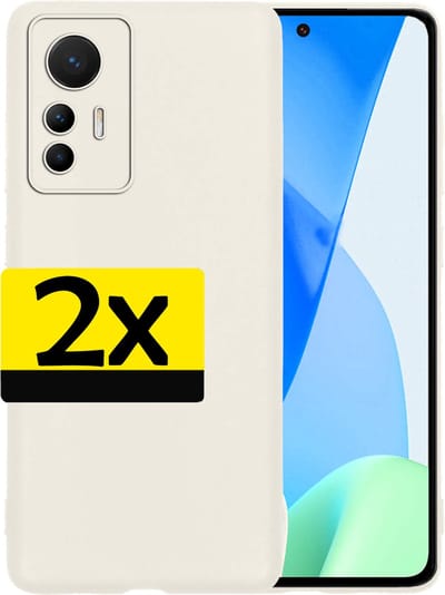 Hoesje - 2 Stuks - Geschikt voor Xiaomi 12 Lite - Sterk & Shockproof - Case Siliconen - Back Cover - Telefoon Hoes - Telefoonhoesjes - Wit