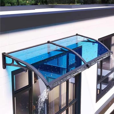 Deurluifel Polycarbonaat - Regenbescherming Huis - Bescherming Buiten - UV Bestendig Frame - 80x200cm - Blauw