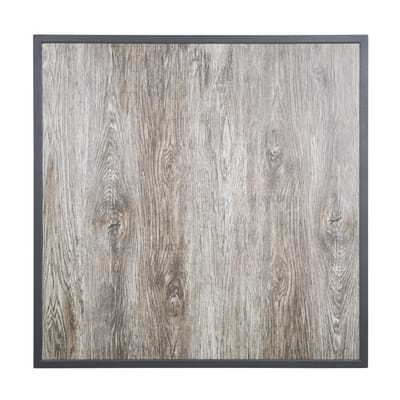 Bolero Tafelblad van Gehard Glas met Houtnerfeffect voor Buiten Grijze Rand 700 Mm - FU515