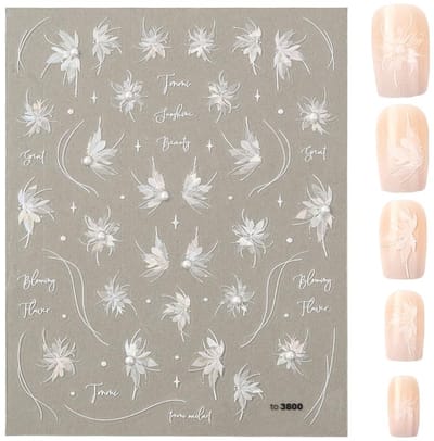 Dailygoods- Nagelstickers 3D - Zelfklevende Acryl - Fairy Vleugels - Parelmoer Strass - Bloem Motieven - Voor Manicure Decoratie - Nail Art