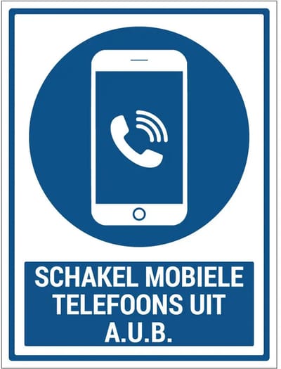 Schakel mobiele telefoons uit aub sticker met tekst | 40 x 30 cm