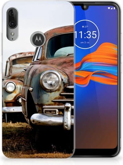 Motorola Moto E6 Plus Siliconen Hoesje met foto Vintage Auto