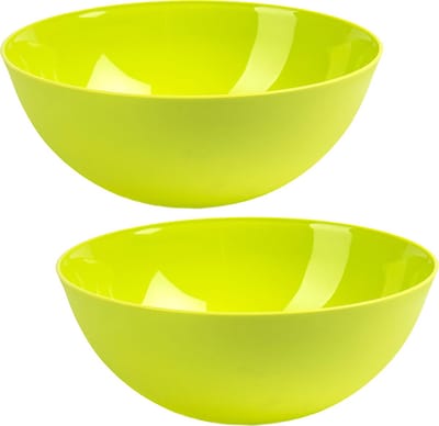 Plasticforte voedsel Serveerschaal - 2x stuks - D25 x H10 cm - kunststof - groen - 2,5 liter - voor gerechten - chips - broodjes
