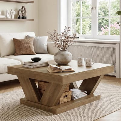 Salontafel Vierkant - Middentafel Woonkamer - Woonkamer Inrichten - Rustiek Landhuisdesign - 100 x 100 x 50 cm - Rustiek Bruin