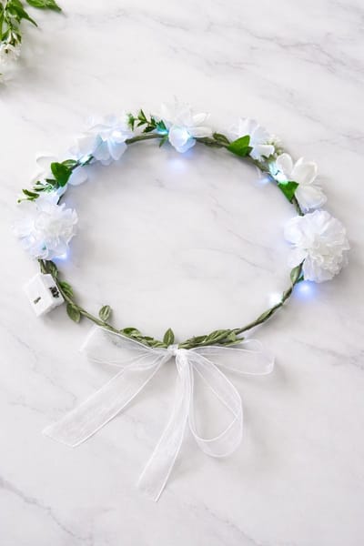 Lichtgevende Bloemen Haarband / Krans met Lichtjes - LED Lampjes - Wit - Wantohave
