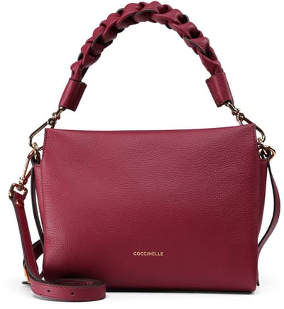 COCCINELLE Leren schoudertas Boheme Grana Double Crossbody Double Grainy Leather Ribes / Prune (rood)paars