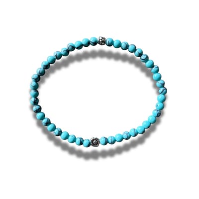 Armband - natuursteen - Turquoise - 4 mm 18,5 cm - zilverkleurig element