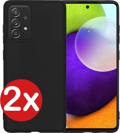 Hoesje - 2 Stuks - Geschikt voor Samsung Galaxy A52 - Sterk & Shockproof - Telefoonhoes - Back Cover - Case Siliconen - Telefoon Hoes - Zwart