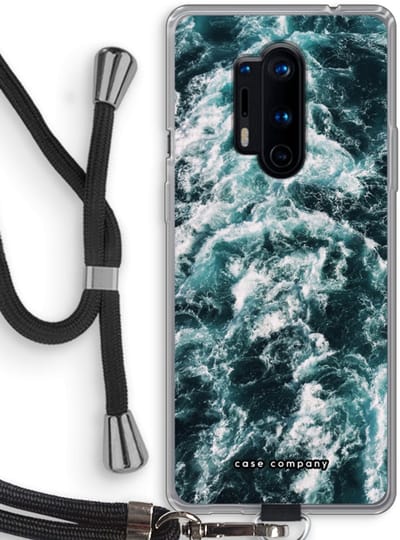 Case Company® - Hoesje met koord geschikt voor OnePlus 8 Pro hoesje met Koord - Zee golf - Telefoonhoesje met Zwart Koord - Bescherming aan alle Kanten en Over de Schermrand