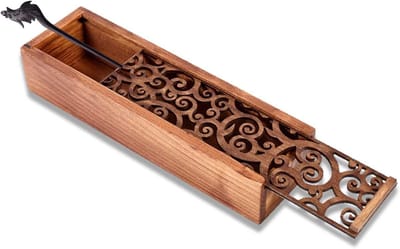 Houten Potloodhouder met Retro Snijwerk en Glijdend Deksel voor Thuis, School en Kantoor - 7,7 x 2,2 x 1,6 Inch, Desk Organizer, Creatieve Accessoires, Bureau Decoratie