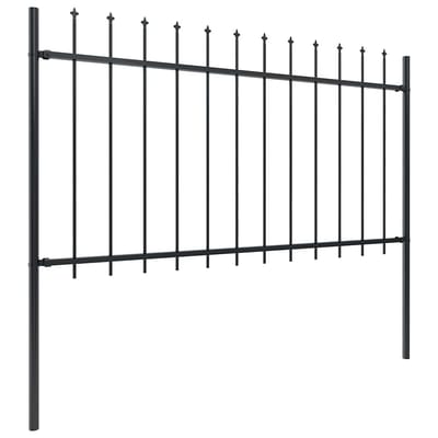 vidaXL - Tuinhek - met - speerpunt - staal - 1506x100 - cm - zwart