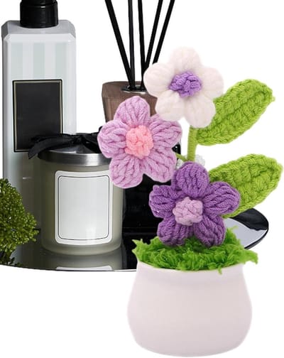Haakbloemen Boeket - Gebreide Bloemen Decoratie - Ruimtes Verfraaien - Handgemaakt Uniek Design - 15x7x15 cm - Veelkleurig