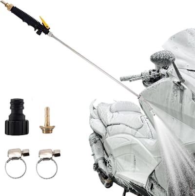 Hogedrukslang Mondstuk - Verstelbare Sproeier - Auto en Tuin Reinigen - Gereedschapsloze Montage - 72 cm - Zwart