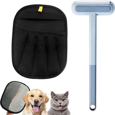 Haarverwijderhandschoen en 4-in-1 Borstel voor Katten en Honden, Dubbelzijdige Electrostatics Handschoen voor Dierenharen
