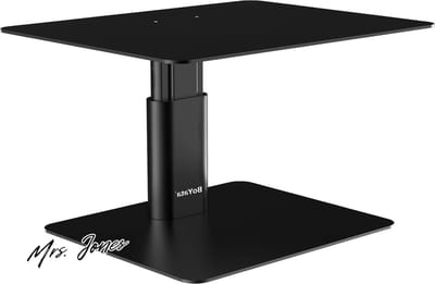 Mrs. Jones Aluminium Verstelbare Hoogte Desktop Stand Organizer - Monitor Stand Riser Compatibel met Display Computer Laptop iMac TV PC Printer en All Screen Display - Zwart .