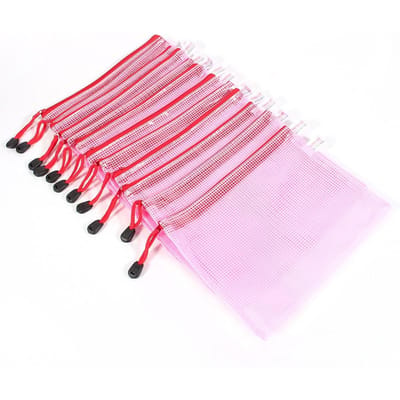 Pochettes Plastiques A5 à Fermeture Éclair Rangement de Fichiers Zip Dossier Document Dossier de Protection(rouge)