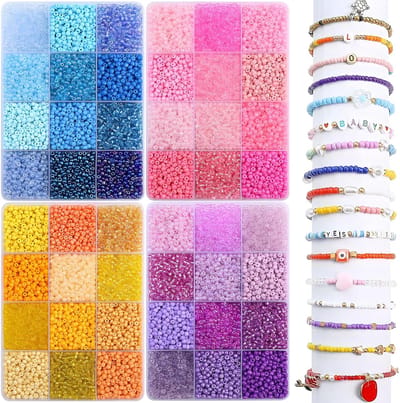 24000 stuks zaadkralen, 12 kleuren, 3 mm zaadkralen voor vriendschapsarmbanden, kettingen, oorbellen, ronde kralen, assortiment kleine kralen, bulk sieraden maken, doe-het-zelf knutselbenodigdheden, set met 12 vakjes