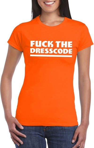 Fuck the dresscode dames shirt oranje - Dames feest t-shirts S