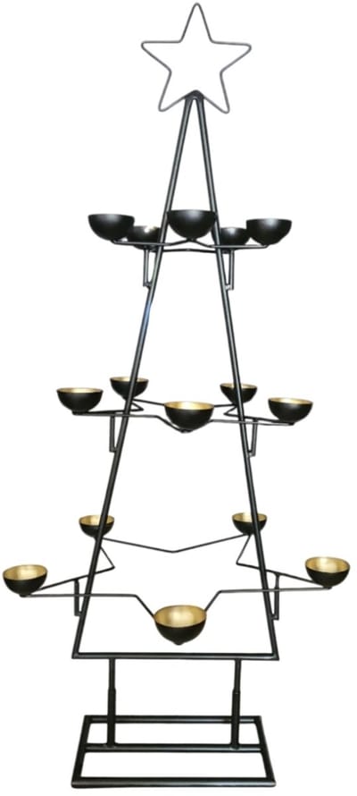 Mica Decorations Kaarsenhouder Ster Boom - L46 x B45 x H102cm - Metaal - Zwart