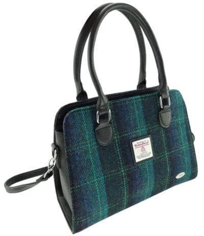 Handtas Findhorn Blauw met Turquoise - Stevig - Draagband - Harris Tweed - Glen Appin of Scotland