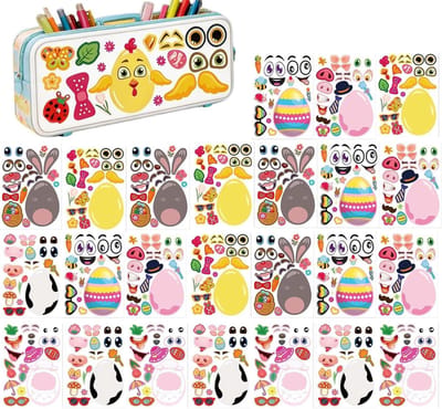 Paasstickers - Knutselvellen Zelfklevende stickers - Decoreren en Knutselen - 24 Feestelijke Ontwerpen - 21 x 15 cm - Multicolor