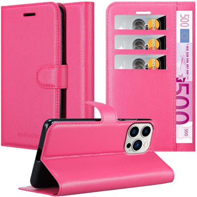 Cadorabo Hoesje geschikt voor Apple iPhone 14 PRO in KERSEN ROZE - Beschermhoes met magnetische sluiting, standfunctie en kaartvakje Book Case Cover Etui