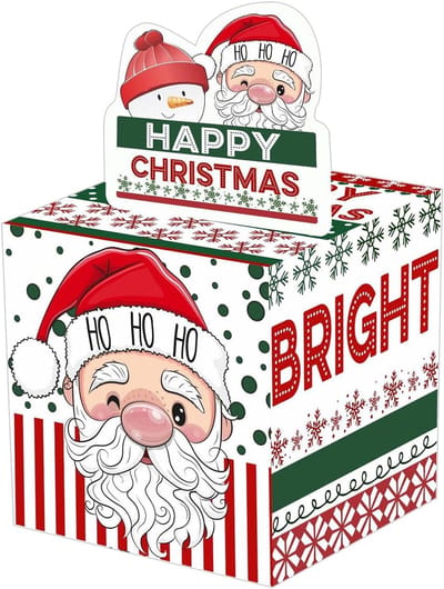 Kerst Spaarpot - Geldkistje Verrassing - Geld Geven - Interactieve Uitpakfunctie - 12 x 12 x 12 cm - Kerstkleuren