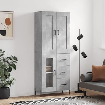 vidaXL - Hoge - kast - 69,5x34x180 - cm - bewerkt - hout - betongrijs