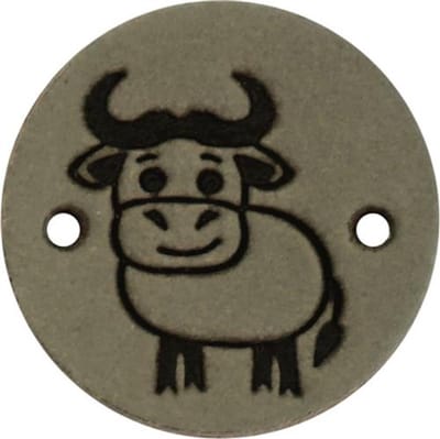Durable Leren Label met Koe Opdruk – (2 stuks)