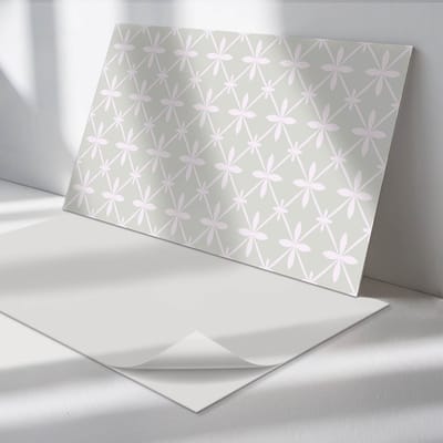 Wallfluent Vinyl Wandpaneel - Bloemenpatroon in mesh Vinyl Wandbekleding - 120 cm x 60 cm - Grijs PVC wandpaneel - Verpakking van 1 stuk - Rechthoekig Wandbekleding Vinyl - Patroon Wandpaneel - Zelfklevend Muurpaneel - Wandpaneel Keuken en Badkamer
