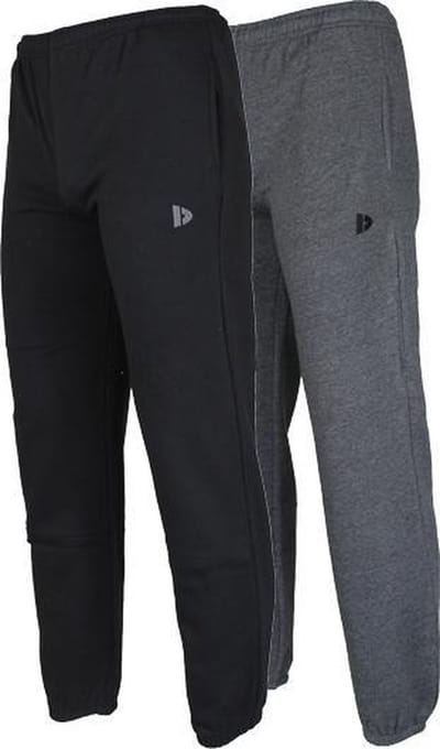 2-Pack Donnay - Joggingbroek met elastiek (Alec) - Sportbroek - Heren - Charcoal-marl/Black (1030) - maat S