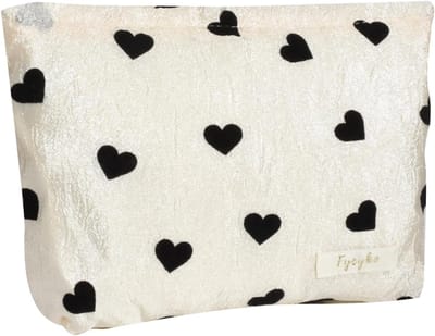 Stijlvolle Make-uptas voor Vrouwen en Meisjes - Zwart Hart Corduroy Toilettas