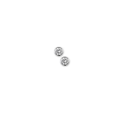 Oorknoppen Zirkonia Zilver Gerhodineerd Glanzend 4.0 mm
