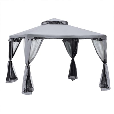 Partytent Tuinpaviljoen Partytent 294x294x265 cm Lichtgrijs Vierzijdige gaaswanden tegen muggen en insecten Weerbestendig ontwerp Stevig duurzaam metalen frame Weerbestendig dakontwerp Geschikt voor tuinfeesten en buitenactiviteiten