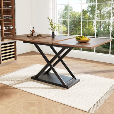 Uittrekbare Eettafel - Keukentafel Tafel - Eten Zitten - Verstelbare Lengte - 160x80x75 cm - Houtkleur Zwart