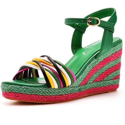 9cm Boheemse Sleehak Sandalen Waterdicht Platform Vis Mond Hoge Hak Sandalen Stro Mat Sleehak Strand Sandalen 39