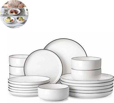 Luxe Serviesset – 18 delig – 6 persoons – Porselein - Bordenset – Dinner platen – Dessertborden - Kommen - Wit
