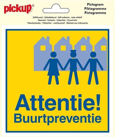Pickup Pictogram 15x15 cm - Attentie Buurtpreventie