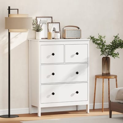 MODFU Ladekast - 4 Lades En Anti-Kantelbanden - Modern - Voor Slaapkamer - Spaanplaat - Wit - 74 x 35 x 97 cm
