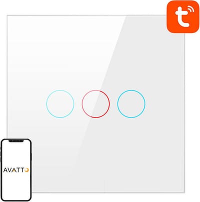 Avatto Touch Switch Wifi Voor Tuya Ts02-Eu-W3 Drievoudige Afstandsbediening