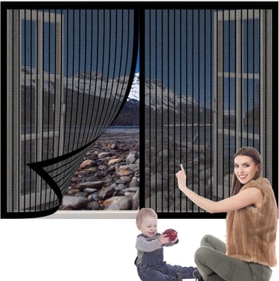 Magnetisch Horgaas Muggenhor Voor Ramen 100 x 100 cm Insectenhor, Raamhor Handsfree Zonder Boren Voor Airconditioning Kamerramen, Zwart