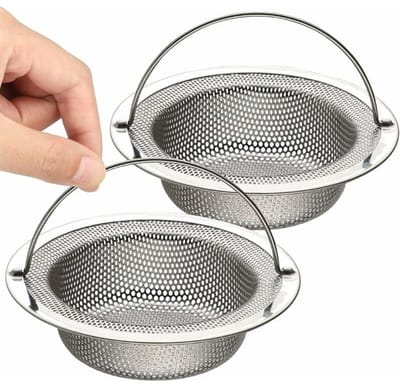 EXCITAT Gootsteenzeef - Afvoerzeef - met handvat - 11 cm x 3 cm - Set van 2