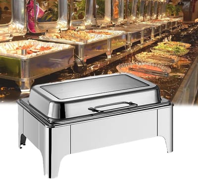 Elektrische Bain Marie - Buffet Warmer - Gerechten Warm Houden - Automatische Sluiting - 13 Liter Capaciteit - Zilverkleurig