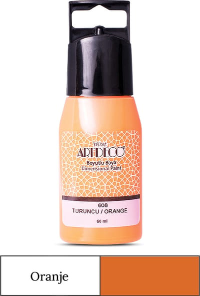 Artdeco Dimensional Paint, Relief Paint, Dimensional Fabric Paint, 3D Liner - 3D Verf - 3D Paint, Textuurschilderen, Reliëf Schilderen, Metallic Kleuren - Stof, Glas, Keramiek, Karton, Metaal, Papier, Steen - 50 ml-Oranje