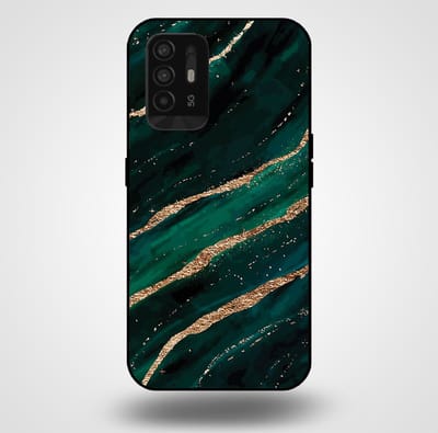 Smartphonica Telefoonhoesje voor OPPO A94 5G met marmer opdruk - TPU backcover case marble design - Groen Goud geschikt voor Oppo A94 5G