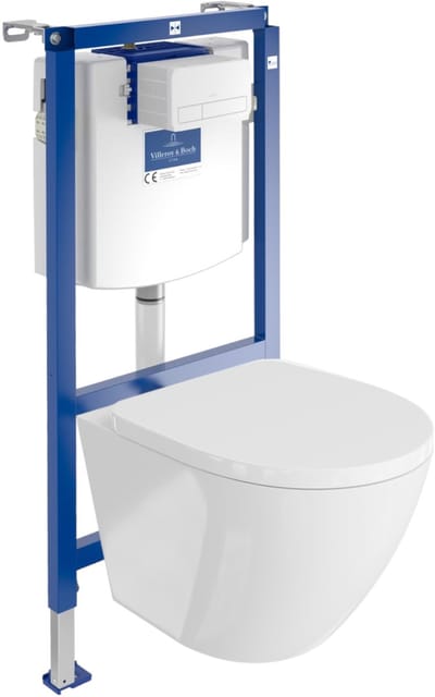 VILLEROY&BOCH VICONNECT SOFI - Inbouwreservoir H112 - Witte drukplaat - Rimless wandcloset - Toiletset