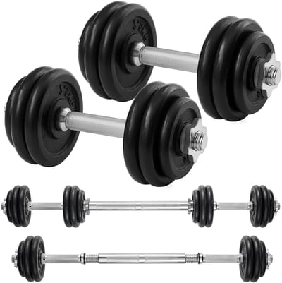 SONGMICS - Dumbells - Dumbells Set - Verstelbare Halterset van Gietijzer - 2 x 15 kg - Met Verbindingsstang