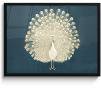 Poster in lijst - Fotolijst 70x50 cm - Posters - Vogel - Blauw - Vintage - Posterlijst zwart - Decoratie - Wanddecoratie woonkamer - Muurdecoratie slaapkamer