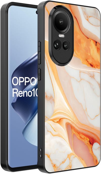 Smartphonica Telefoonhoesje Geschikt voor Oppo Reno 10 / 10 Pro met marmer opdruk - TPU backcover case marble design - Oranje geschikt voor Oppo Reno 10;Oppo Reno 10 Pro